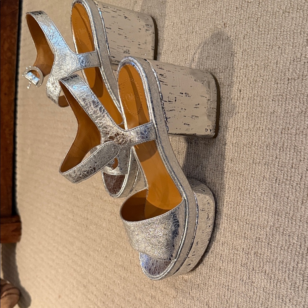Chloe Silver Platform Sandals - image 2